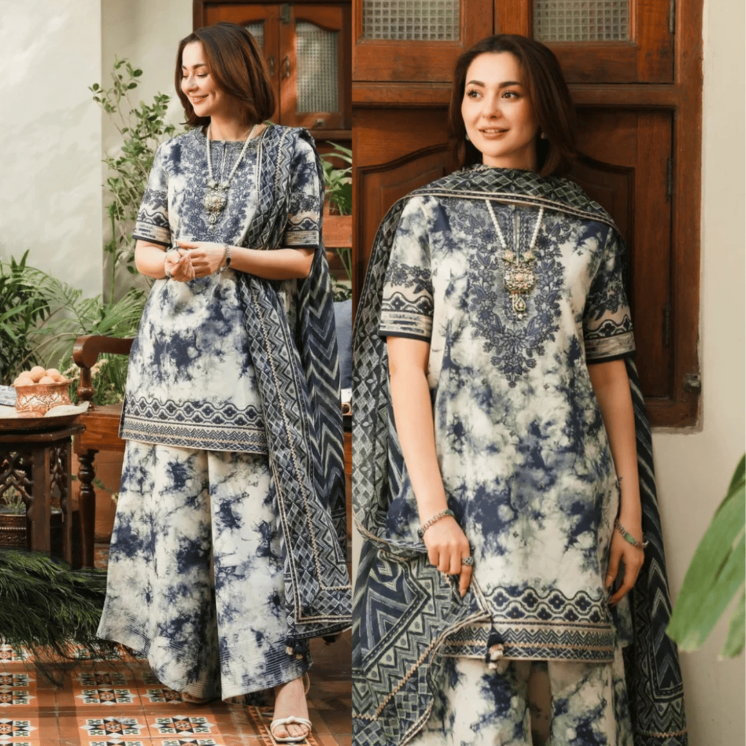 Swagiwear 3-Pc Digital Printed with  Embroidered pathces Karandi Dppatta - 