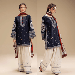 Swagiwear JAZMIN - UNSTITCHED 3PC DHANAK EMBROIDERED SUIT - 