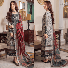 Swagiwear Asim Jofa - Winter 3PC Karandi Digital Print Dress - 