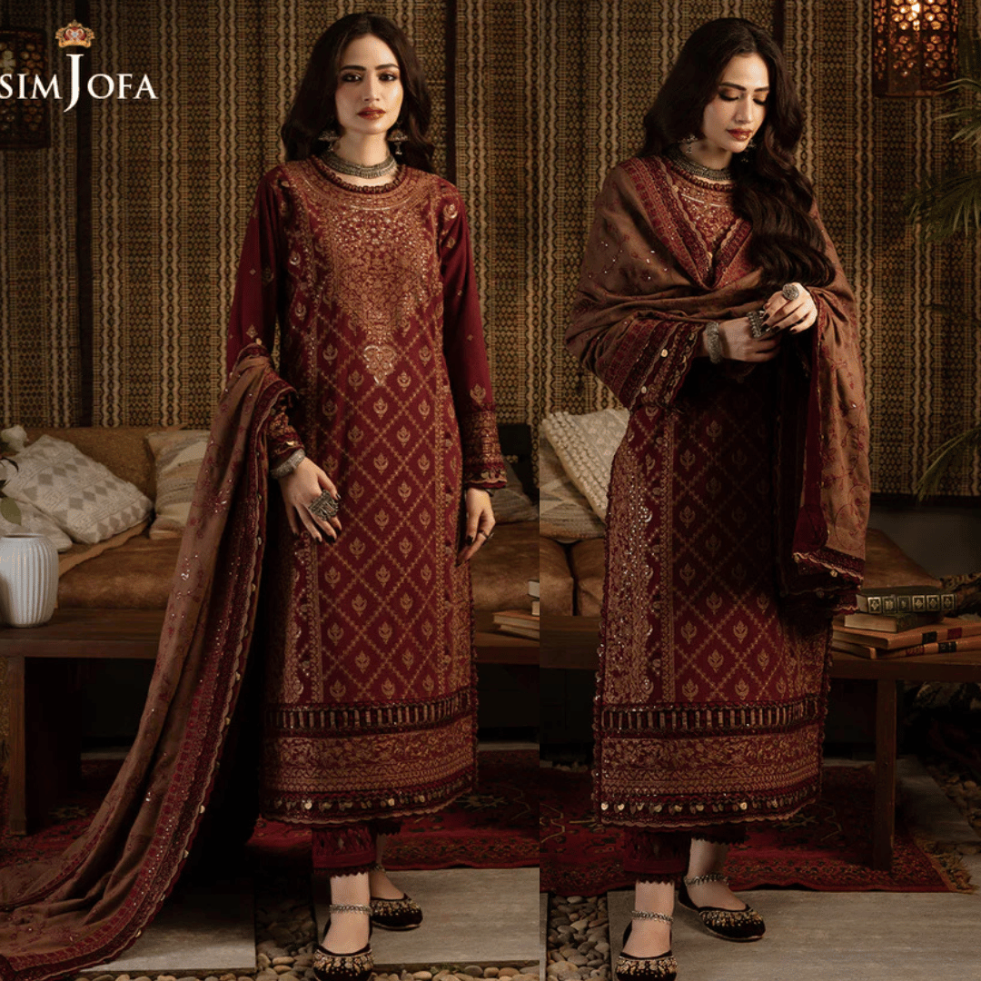 Swagiwear Asim Jofa, unstitched 3 piece Lawn sequence embroidered suit - 