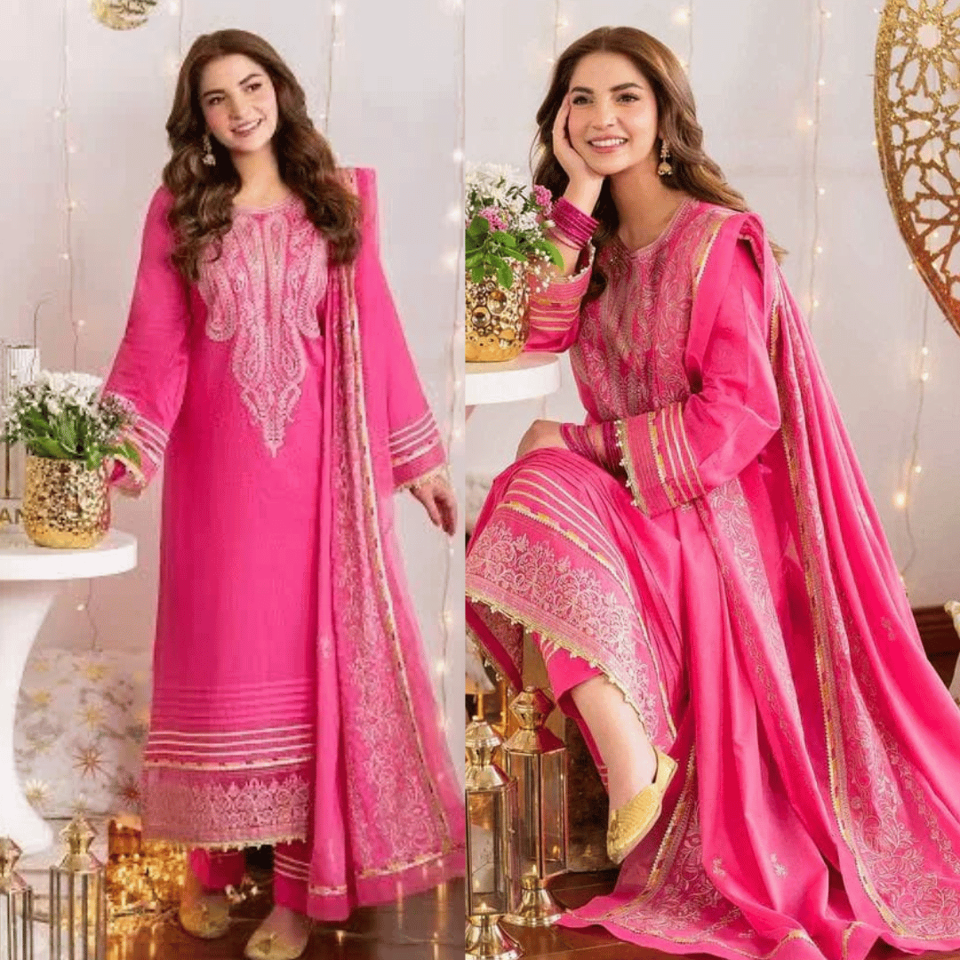 Swagiwear Nishat - 3PC Lawn Heavy Embroidered Shirt - 