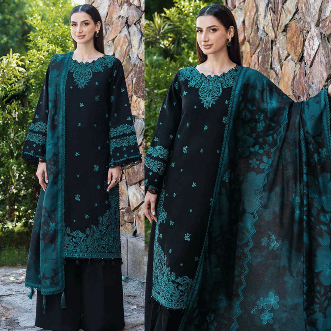 Swagiwear Bareeze 3-Piece Embroidered Lawn Dress Design with Chiffon Printed Dupatta - 