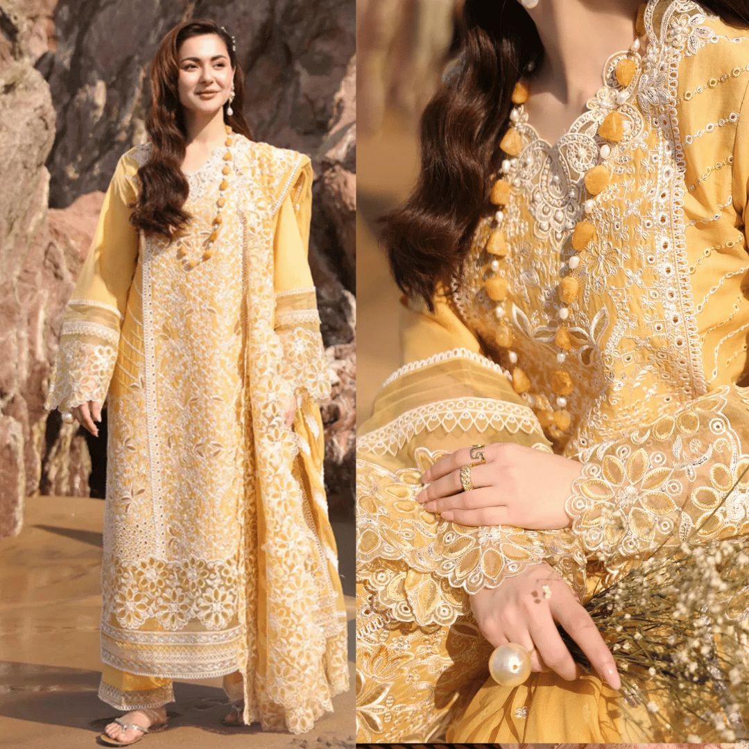 Swagiwear Chikenkari Qalamkar Embroidered 3 PC Lawn - 