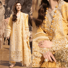 Swagiwear Chikenkari Qalamkar Embroidered 3 PC Lawn - 