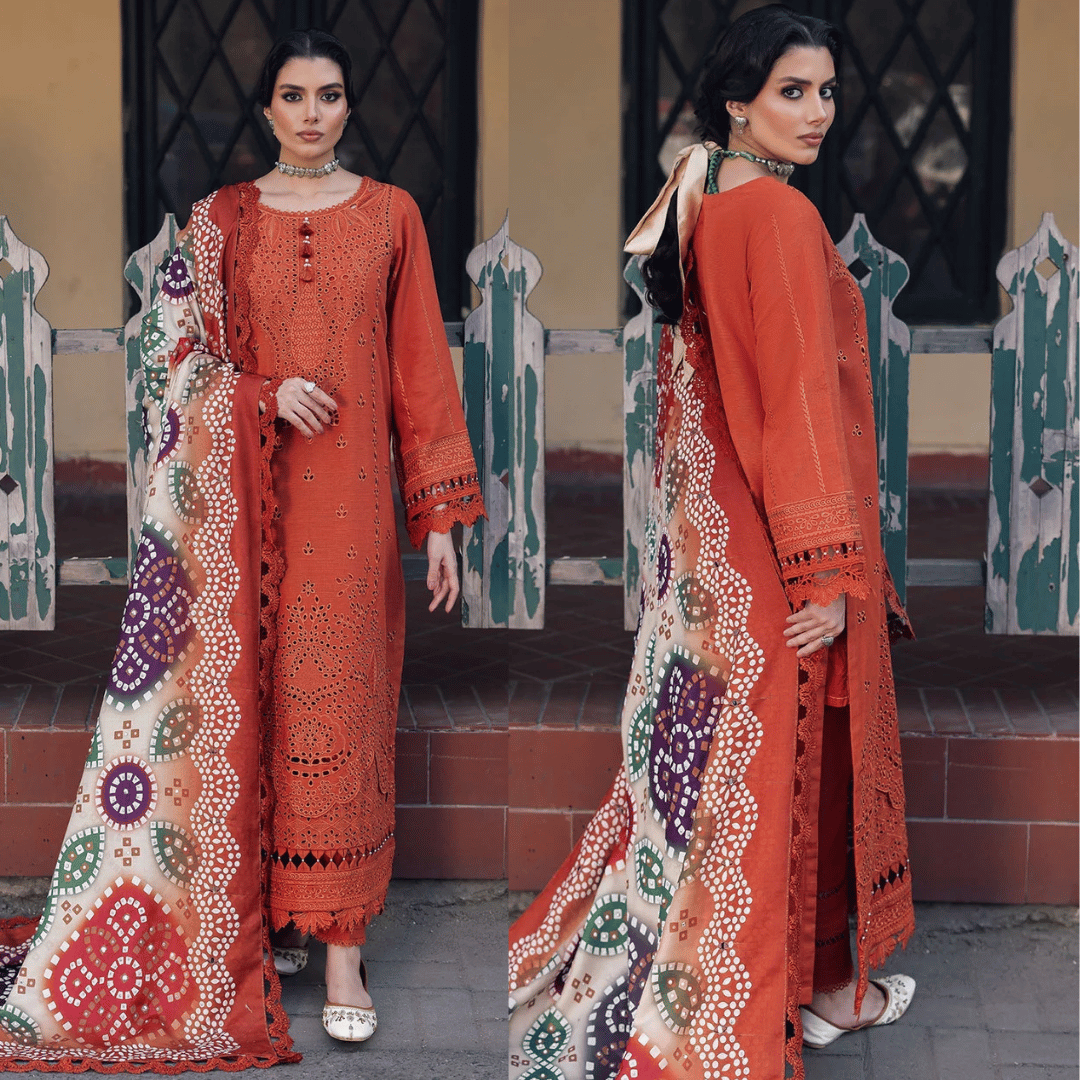 Swagiwear Nureh - unstitched 3 piece Lawn sequence embroidered suit - 
