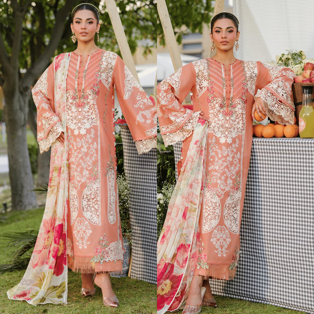 Swagiwear Elaf - Summer 3PC Lawn Chikenkari Embroidered Shirt - 