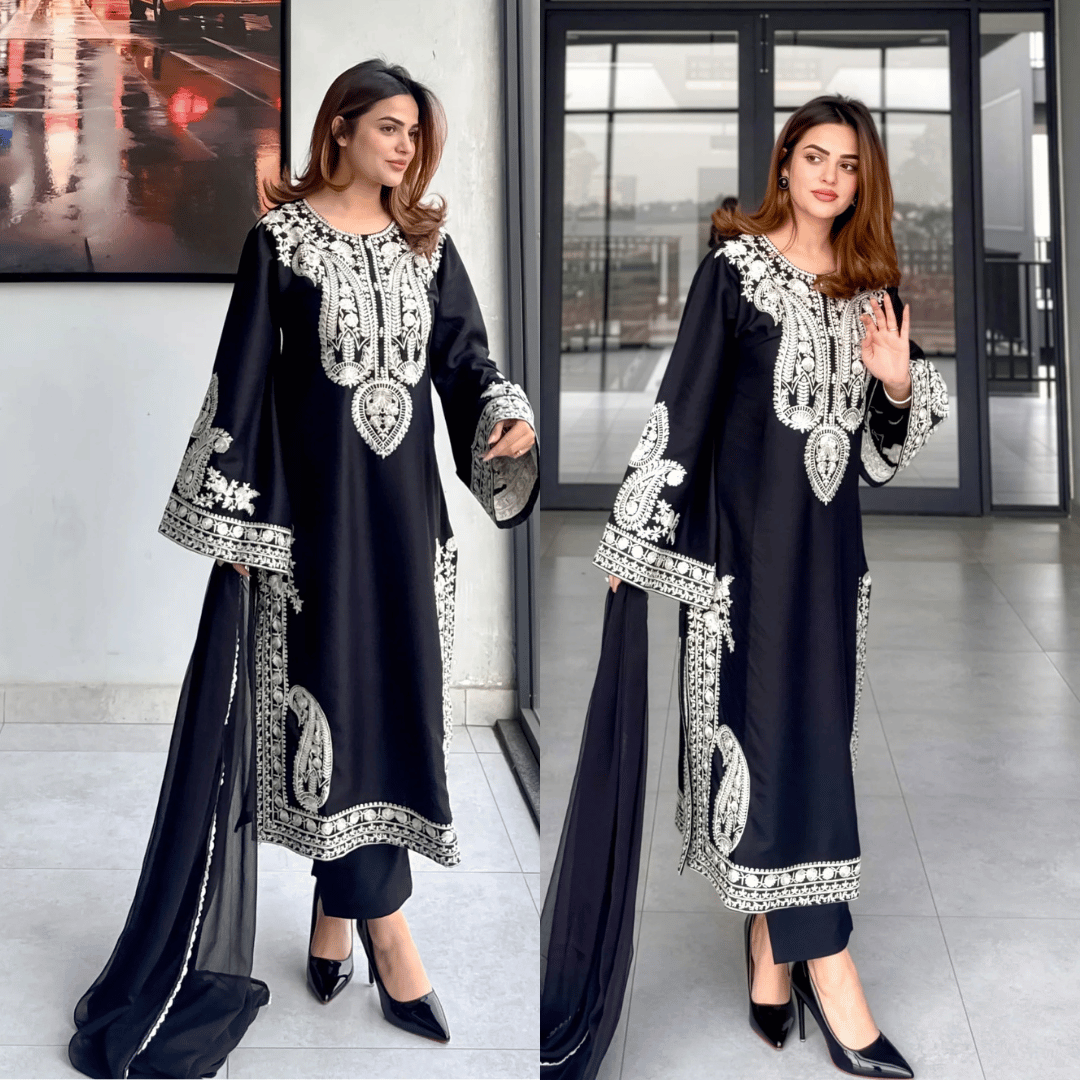 Swagiwear Mirana - Summer 3PC Lawn Embroidered Suit - 