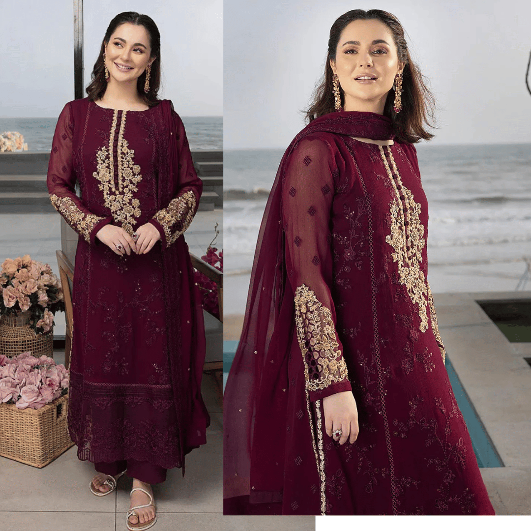 Swagiwear AZURE - Summer 3PC Lawn Embroidered Suit- 