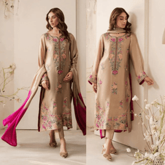 Swagiwear Lawn-3PC Embroidered Shirt with Chiffon Dupatta - 