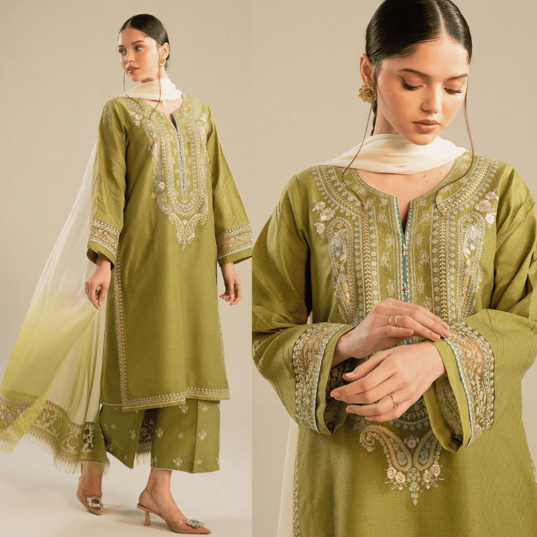 Swagiwear Zara Shahjahan - Embroidered Lawn 3pc with Embroidered Chiffon Dupatta- 