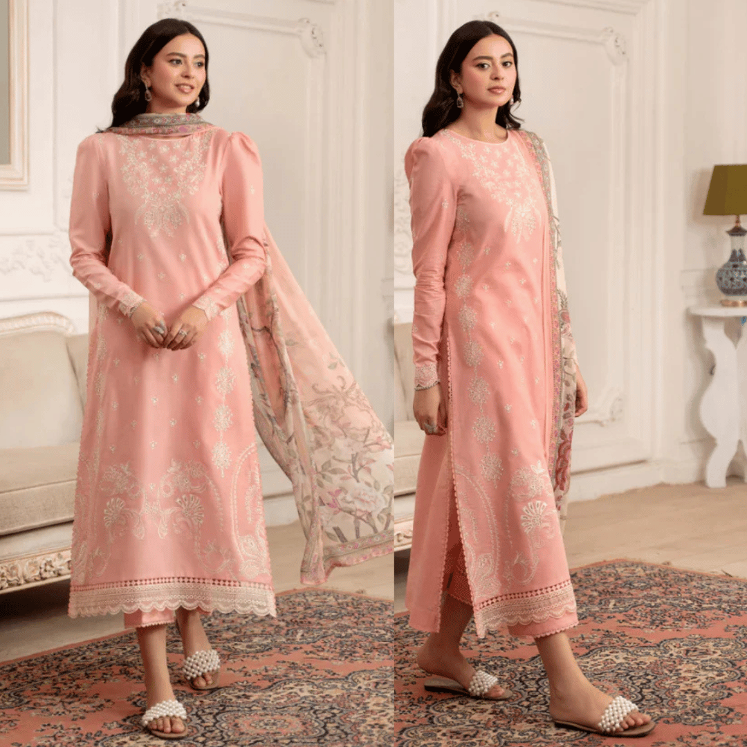 SwagiWear - Summer 3PC Lawn Embroidered Suit - Sw1337