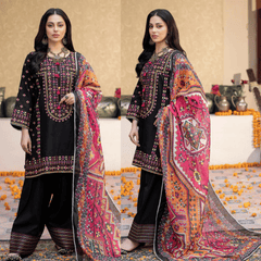 SwagiWear - Unstitched Luxury Lawn Heavy Embroidered 3PC Suit - Sw1343