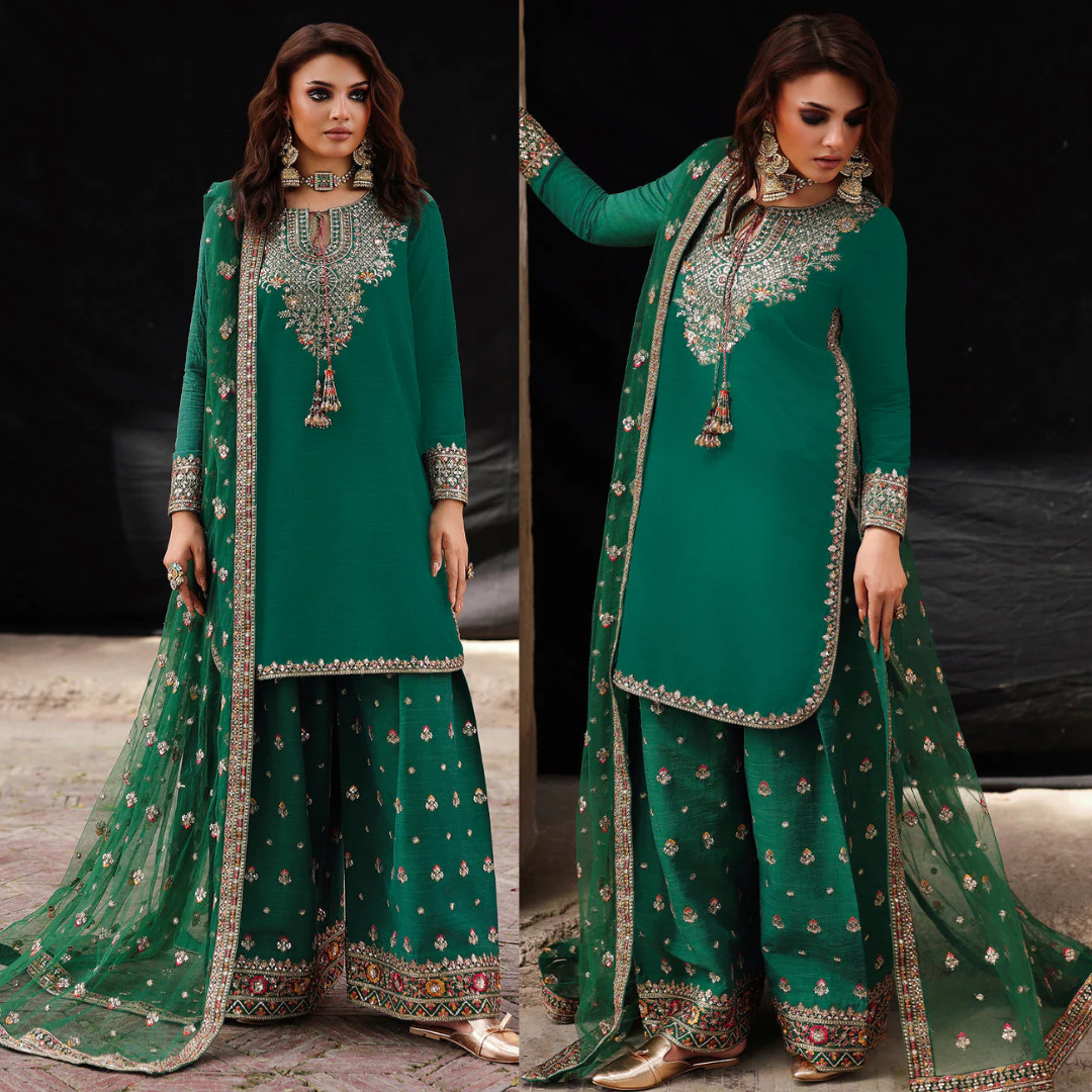 Veezal - Unstitched 3 piece embroidered summer suit - Sw1358