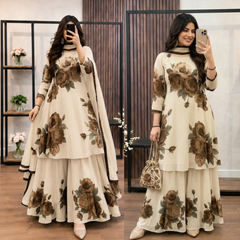 SwagiWear - 3 piece Lawn frock style Printed suit - Sw1479