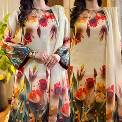 Maria b 3PCS UNSTITCHED SUIT FABRIC Digtal printed Silk - Sw1487