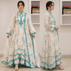 SwagiWear - 3 piece Lawn frock style Printed suit - Sw1488