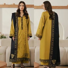Motifz - Winter 3PC Dhanak Embroidered Suit - Sw1506
