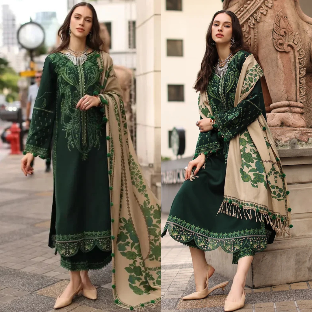 Charizma - Winter 3PC Dhanak Embroidered Suit - Sw1519