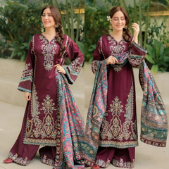 Sapphire - Winter 3PC Dhanak Embroidered Suit - Sw1520