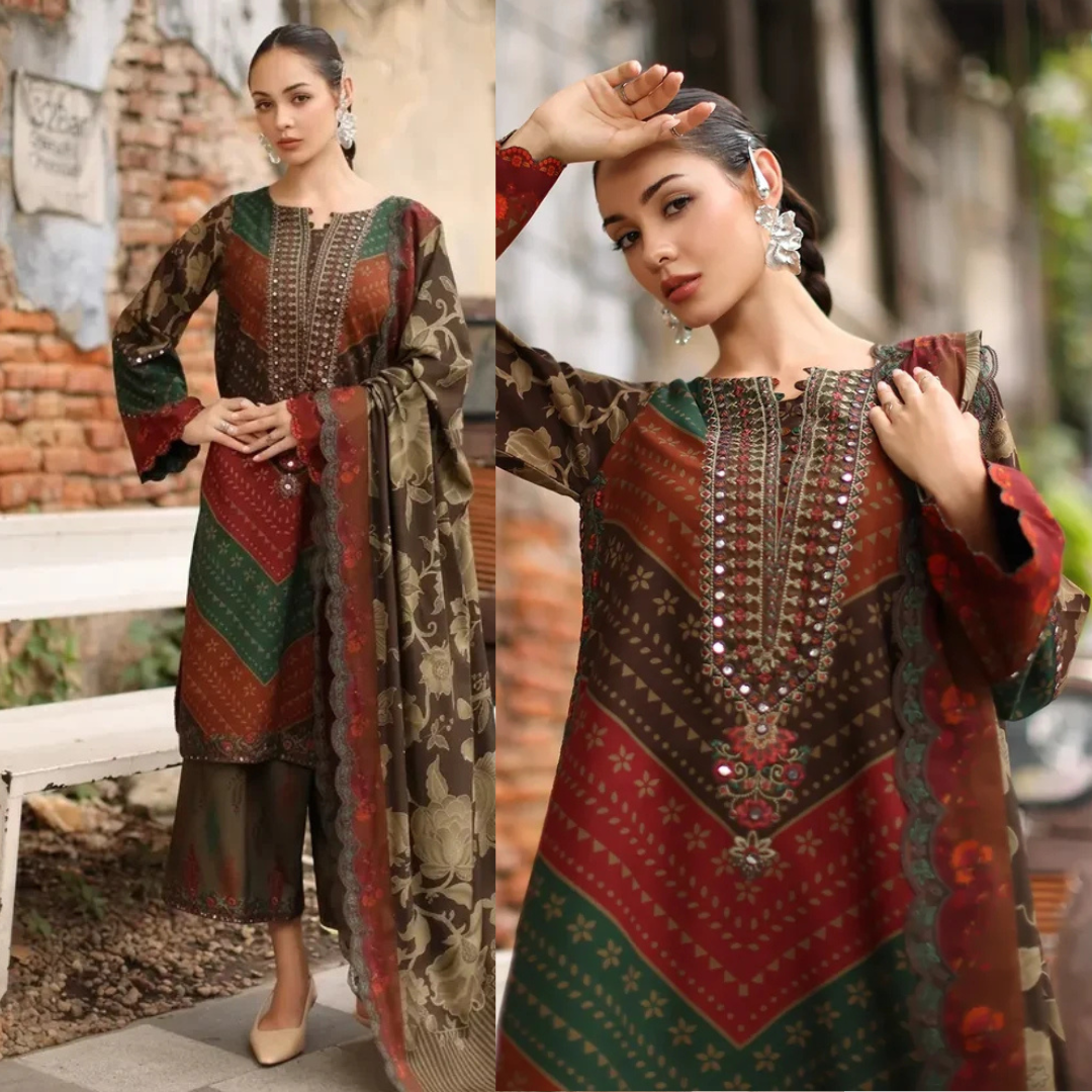 Charizma - Winter 3PC Karandi Digital Print Dress - Sw1522