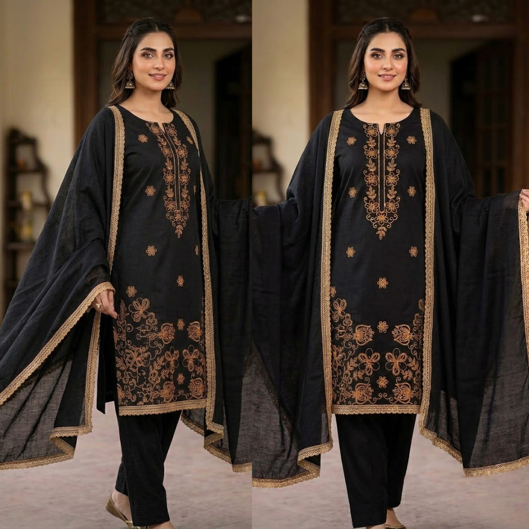 Agha Noor - Winter 3PC Dhanak Embroidered Suit - Sw1534