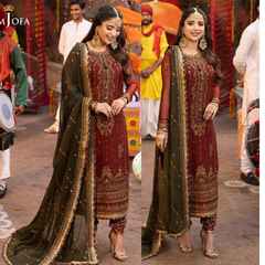 Asim Jofa, Unstiched 3 piece chiffon suit - Sw1543
