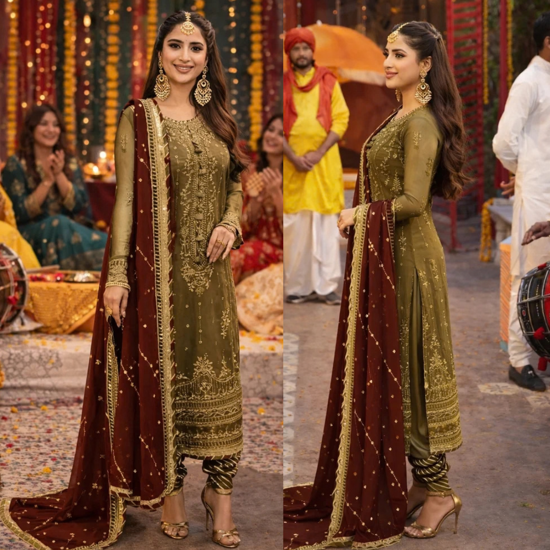 Asim Jofa, Unstiched 3 piece chiffon suit - zab1544
