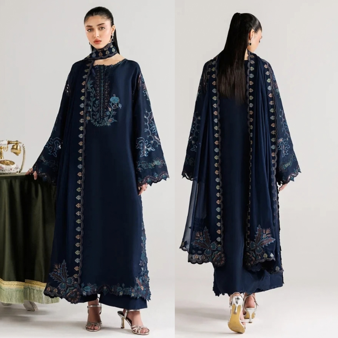 Iznik - 3PC Dhanak Embroidered Shirt With Dhanak Embroidered Dupatta and Trouser - Sw1547