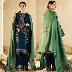Zara Shahjahan - 3PC Embroidered Dhanak Embroidered Shirt with Embroidered Dupatta and Trouser - Sw669