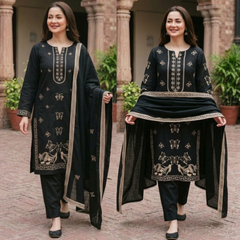 Agha Noor - Winter 3PC Dhanak Embroidered Suit - Sw1549