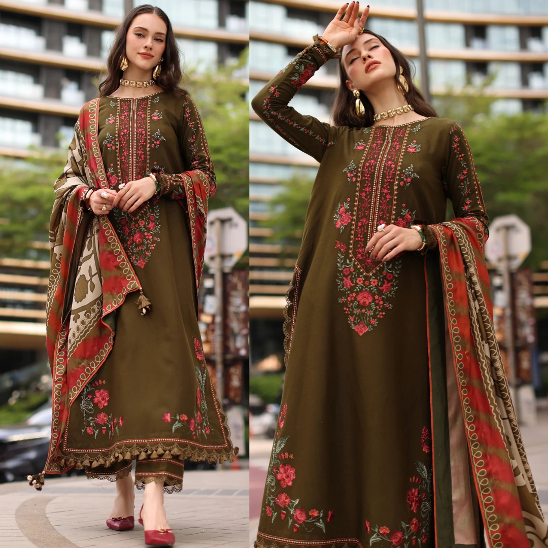 Charizma - Winter 3PC Dhanak Embroidered Dress - Sw1550