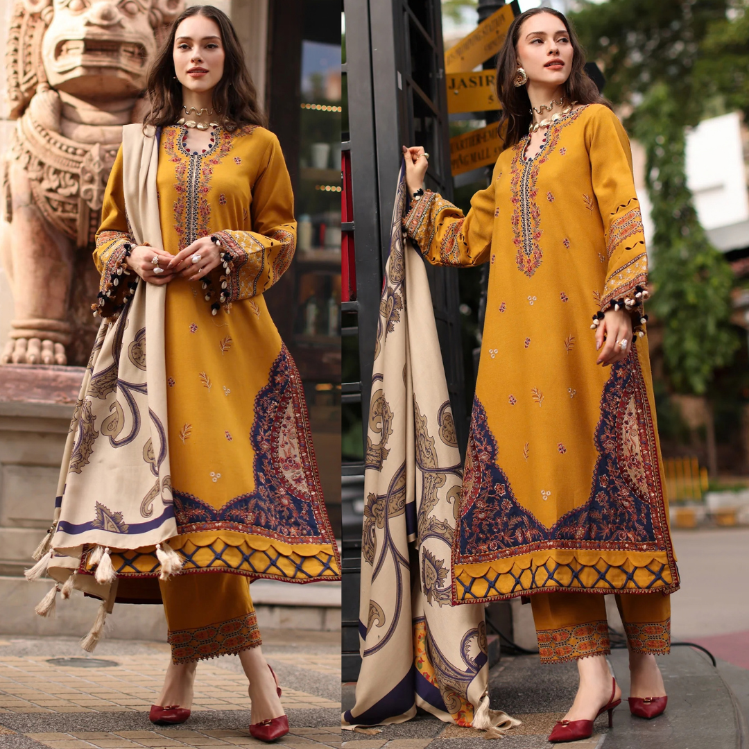 Charizma - Winter 3PC Dhanak Embroidered Dress - Sw1551