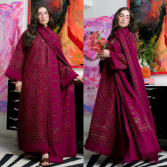 ZAIB - Winter 3PC Dhanak Embroidered Suit - Sw1556