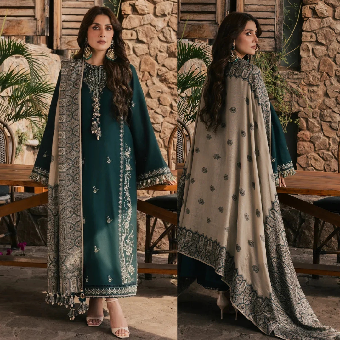Izel - Winter 3PC Dhanak Embroidered Suit - Sw1558