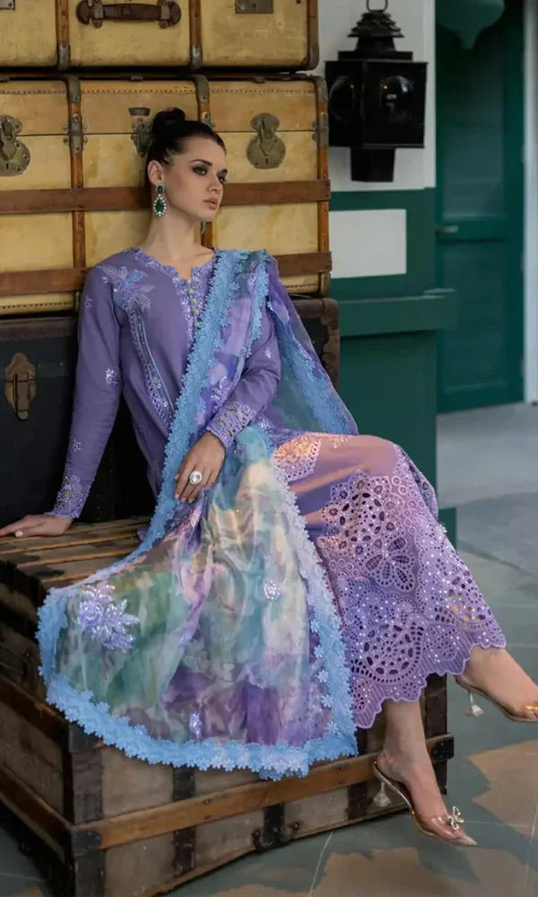 Swagiwear Mushaq - 3PC Chickan Kari Embroidered Lawn Suit. 