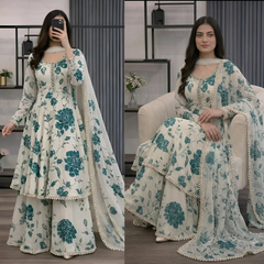 SwagiWear - 3 piece Lawn frock style Printed suit - Sw1472