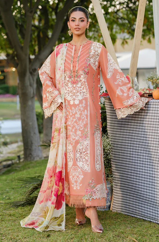 Swagiwear Elaf - Summer 3PC Lawn Chikenkari Embroidered Shirt - 