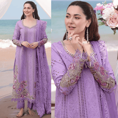 Swagiwear Qalamkar - 3PC Lawn Chikenkari Embroidered Shirt - 