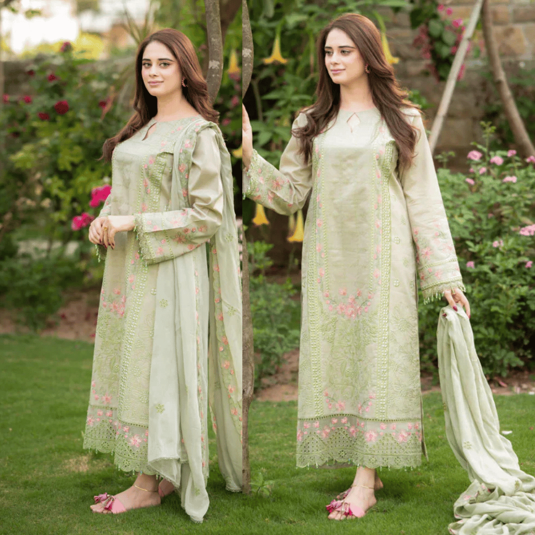 Swagiwear Bareeze 3PC Lawn Embroidered Suit - 