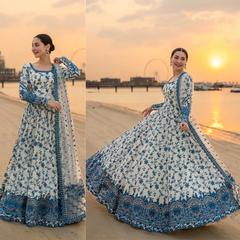 FAIZA SAQLAIN -Summer 3PC Lawn Digital Printed + embroidered Suit - Sw1387