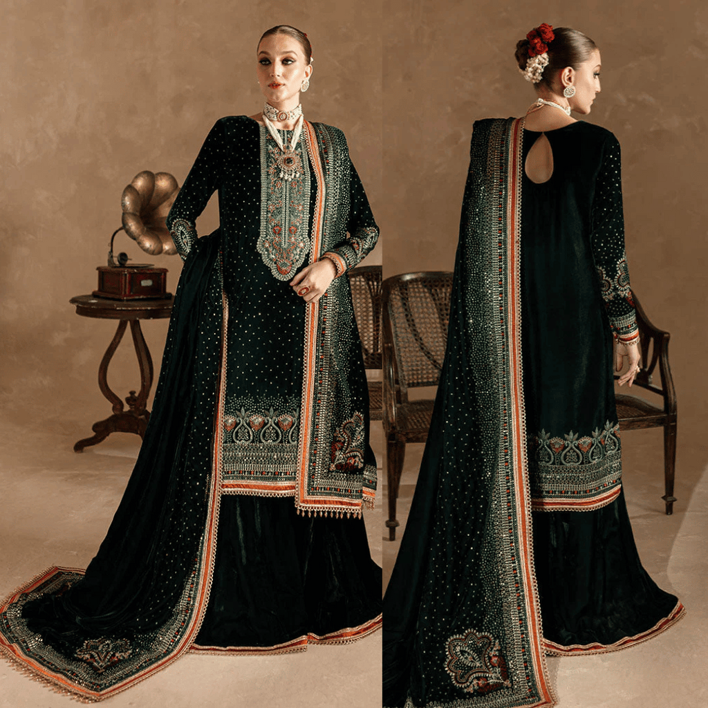 Swagiwear Ansub jahangir Embroidered Velvet 3piece suit - 