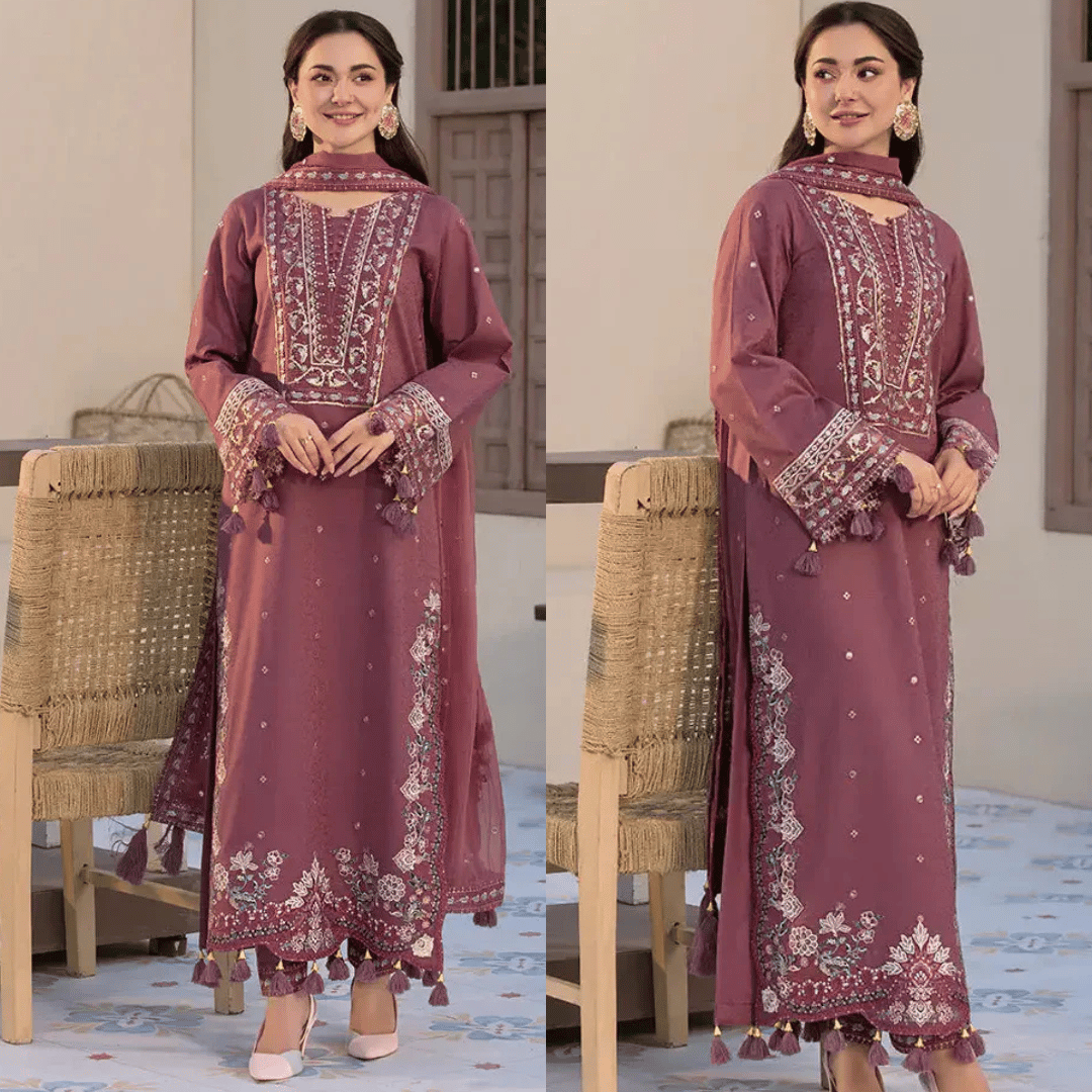 Swagiwear Jade - Winter 3PC Dhanak Embroidered Suit - 