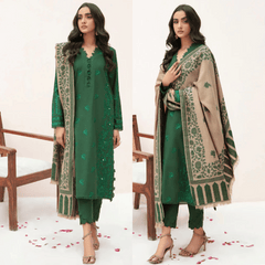 Swagiwear Sapphire - Winter 3PC Dhanak Embroidered Suit - 