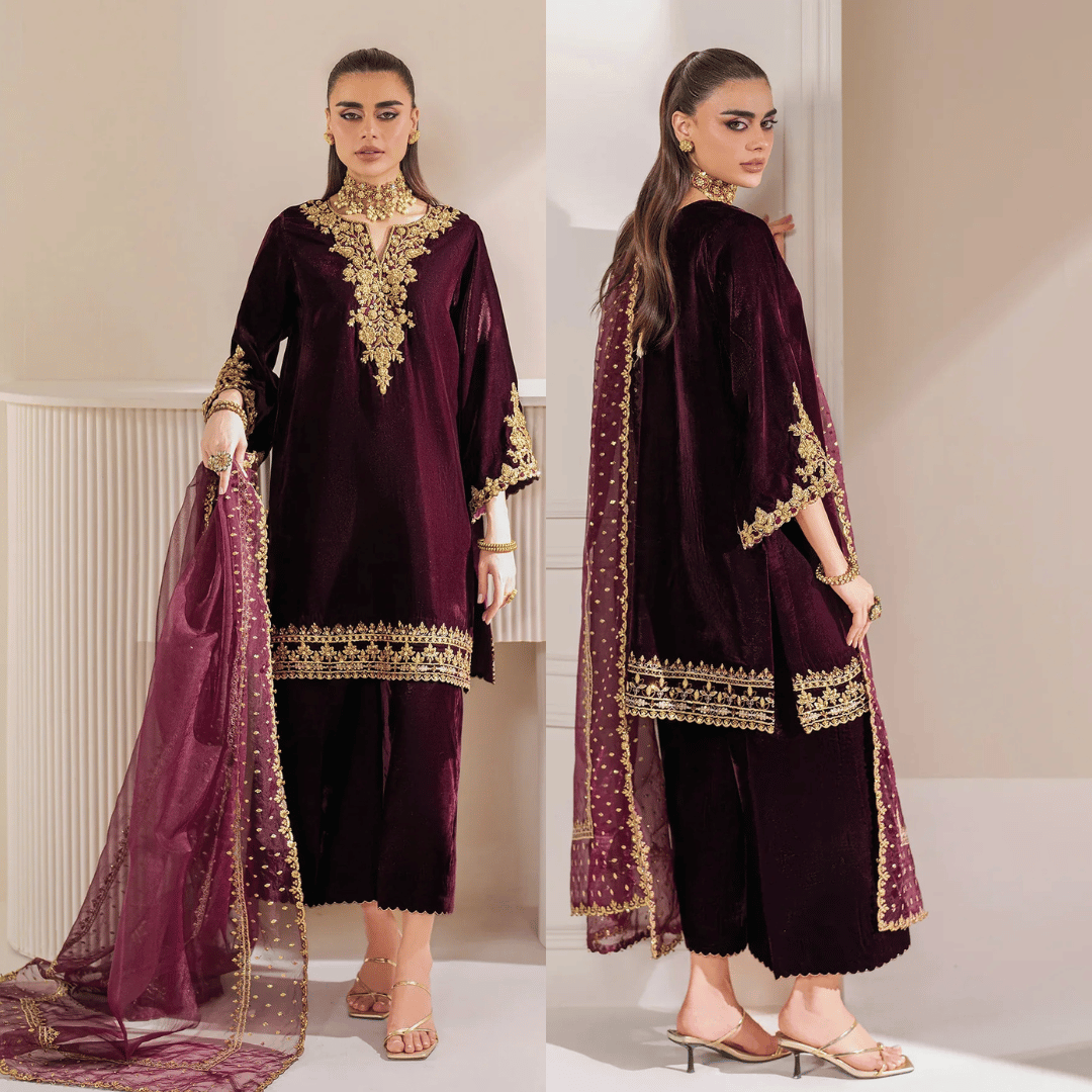 Swagiwear Barouqe Micro Velvet 9000 Festive 3 Piece Dress - 