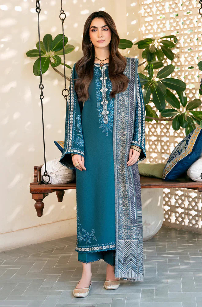 Swagiwear izel - Winter 3PC Dhanak Embroidered Suit - 