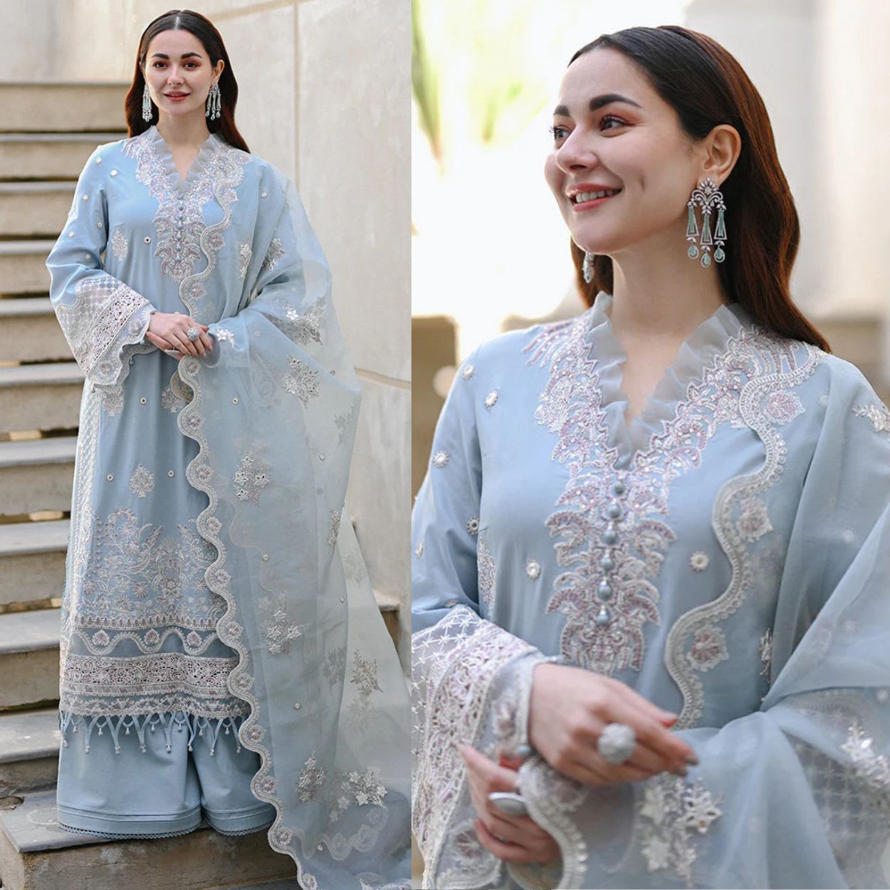 Swagiwear Summer Unstitched 3PCs Embroidered Lawn Dress With Organza Embroidered Dupatta 