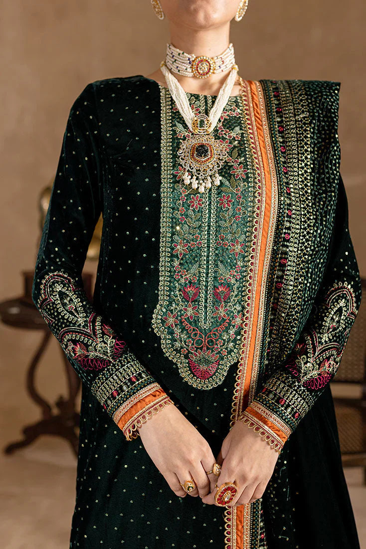 Swagiwear Ansub jahangir Embroidered Velvet 3piece suit - 
