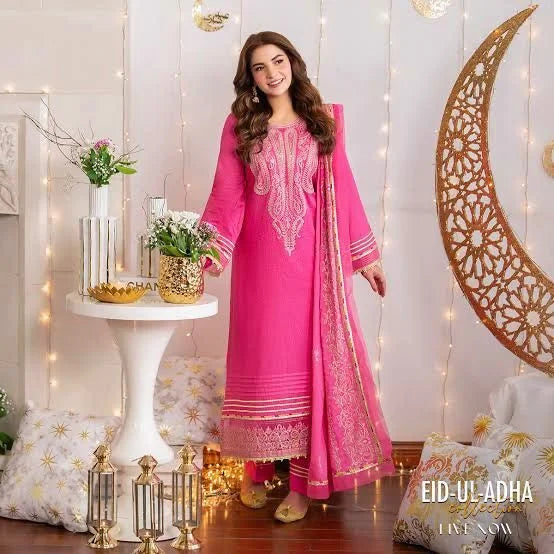 Swagiwear Nishat - 3PC Lawn Heavy Embroidered Shirt - 