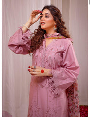 Swagiwear 3PC Lawn Heavy Embroidered Shirt & Silk Digital Printed Dupatta. 