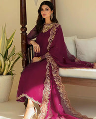 3PC Lawn Embroidered Shirt With Organza Embroidered Dupatta. Sw821